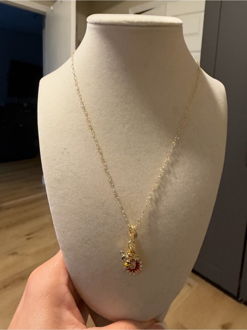 Gold-Tone Sun and Bee Pendant Necklace - Women's Jewelry